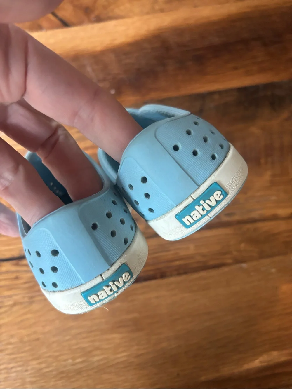 Native Kids Slip-On Water Shoes in Light Blue with White Toe C5